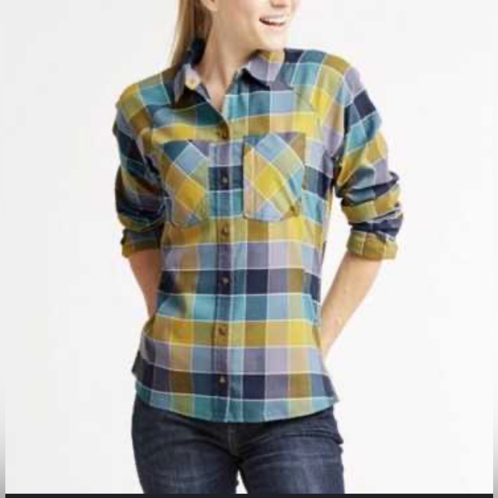 L.L. Bean Plaid Stretch Performance Camp Shirt Womens Size Small